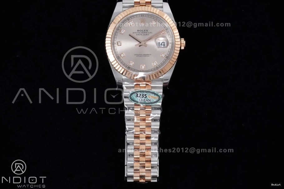 126331 Best SH3235 RG Jubilee Diamonds 1:1 SS DateJust Steel 41 on Dial Bracelet RG Edition Clean 904L 0325